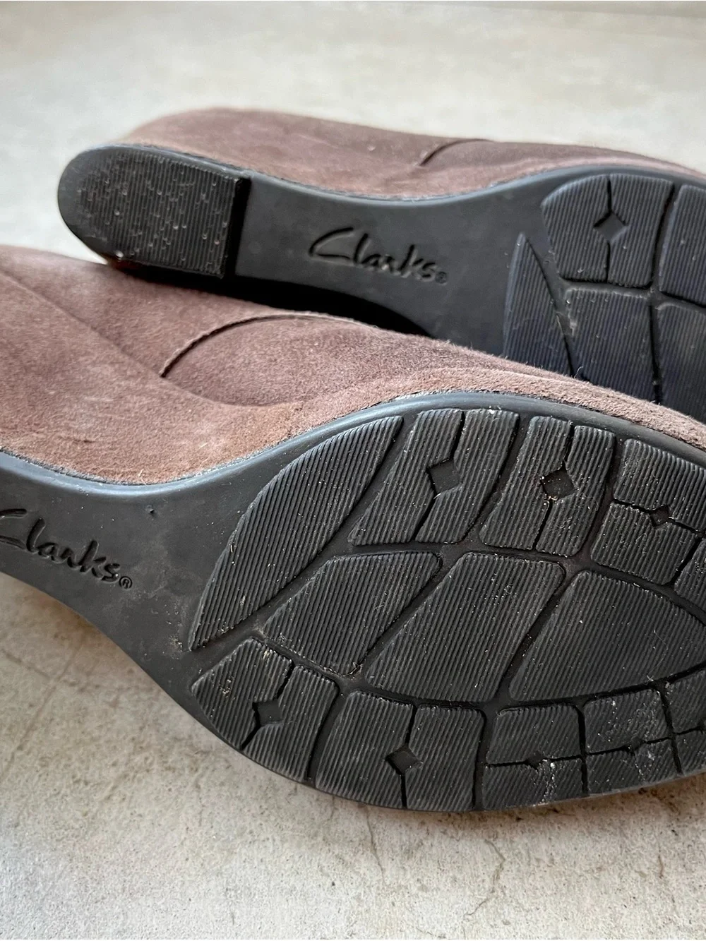 Clarks Brown Suede Wedge Ankle Booties with Lace-Up